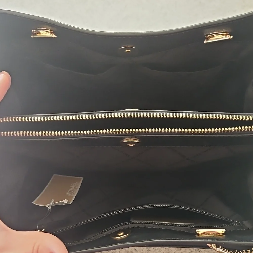 Michael Kors Black Shoulder Bag with Gold Accents - Picture 5 of 8